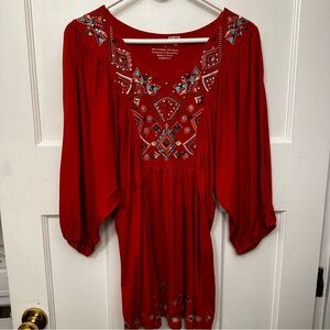 ⭐️ RXB Lg Red Boho Embroidered Tunic